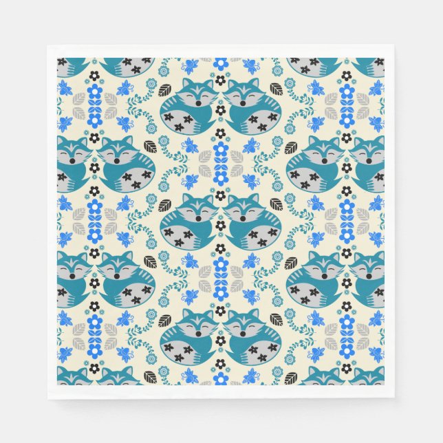 Folk Art Fox Print Decor Pappersservett (Framsidan)