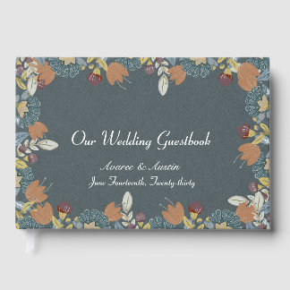 Folk Art Frame in Blue Brown Tan Gästböcker