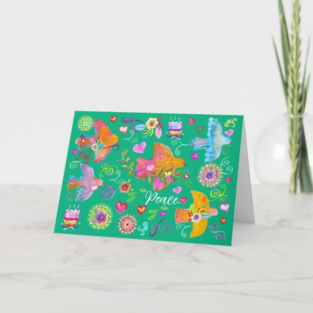 Folk Art Fredsdubbar Viket Högtidskort Helgkort (Framsida)