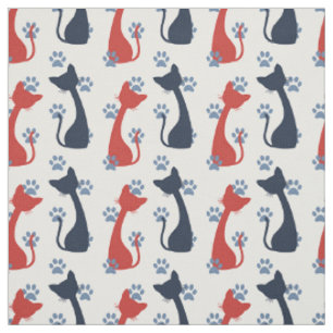 Folk Art Gårds Katter - Ladoröd & Marinblå Tyg