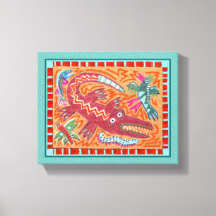 Folk Art Gator Canvastryck
