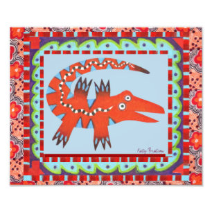 Folk Art Gator Fototryck