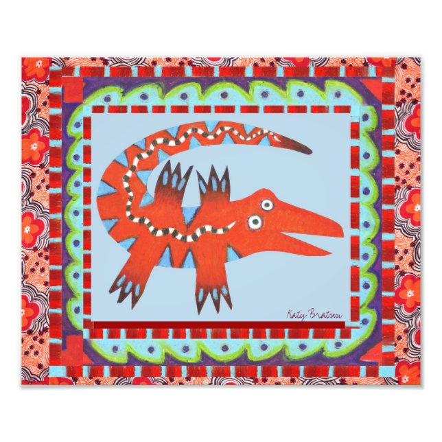 Folk Art Gator Fototryck (Framsidan)