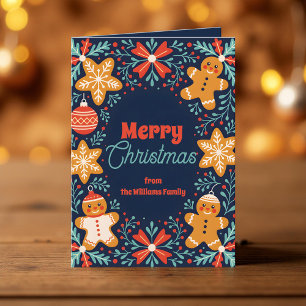 Folk Art Gingerbröd och Snowflake-julets Helgdag Kort