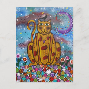 FOLK ART Grönt Öga AV LORI EVERETT-vykort Vykort