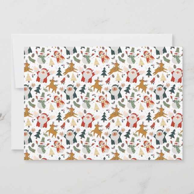 Folk Art Happy Christmas Character Julkort (Framsida)