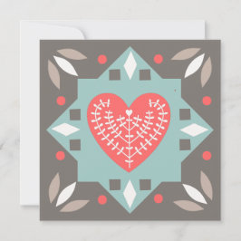 Folk Art Heart-Anpassningsbar Meddelande Alla hjär