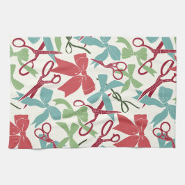 Folk Art Helgdag Bows and Scissors jul Kökshandduk