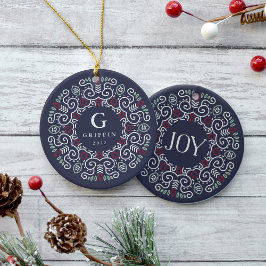 Folk Art Helgdag Monogram Julgransprydnad Keramik