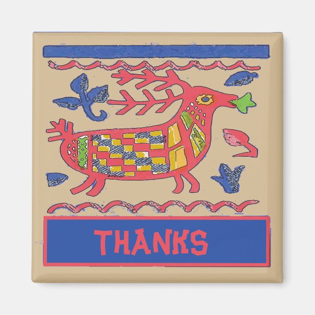 Folk Art-Hjort, tack, redigera text Magnet (Framsidan)