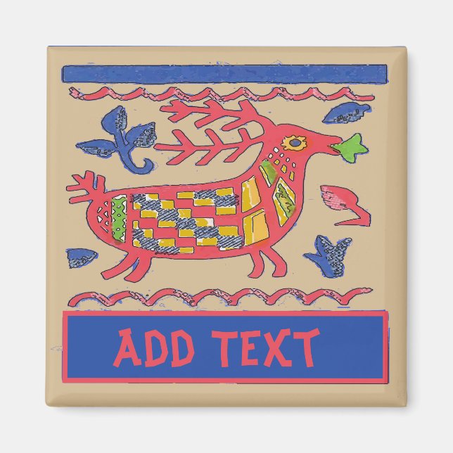 Folk Art-Hjort, tack, redigera text Magnet (Framsidan)