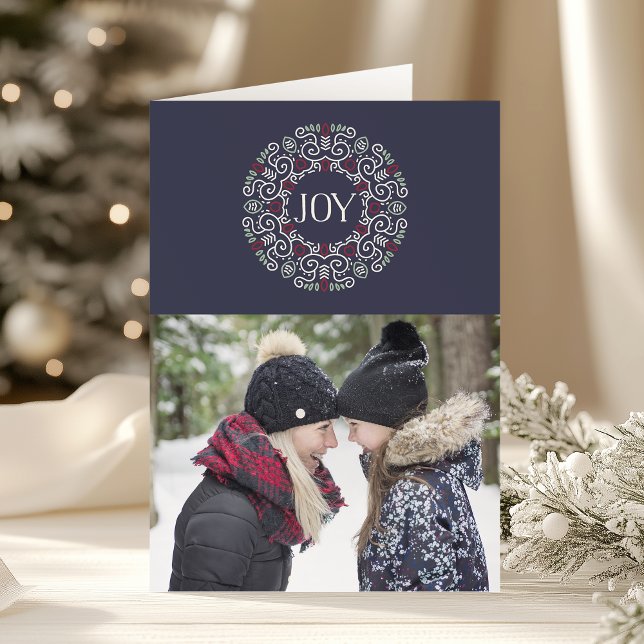 Folk Art Joy | Foto för mappat Helgdag Helgkort (Skapare uppladdad)