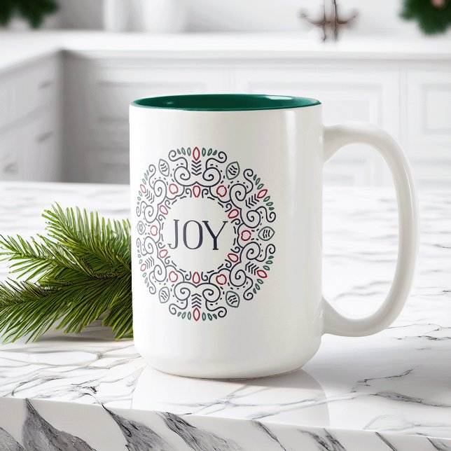 Folk Art Joy Helgdag Två-Tonad Mugg (Skapare uppladdad)