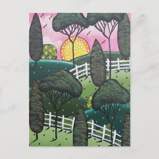 FOLK ART Joy View BY LORI EVERETT vycard Vykort (Framsida)