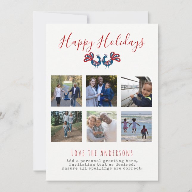 FOLK ART JulFOTO COLLAGE Greeting Cards Julkort (Framsida)