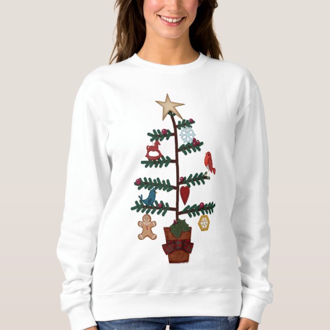 Folk Art Julgran | Faux Felt Ornaments T Shirt (Framsida)