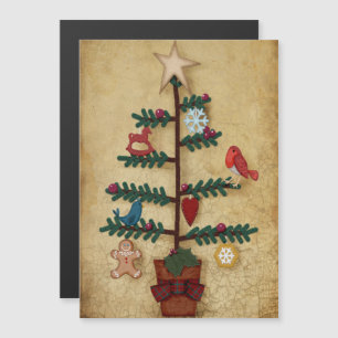 Folk Art Julgran med felt-utseendet