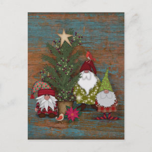 Folk Art Julgran och Gnomes Vykort