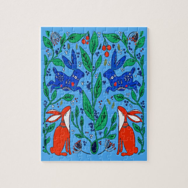 Folk Art-kaniner Pussel (Vertikal)