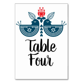 Folk Art Kärleksfåglar Par Bordsnummer