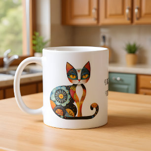 Folk Art Katt Humor "Jag fäller inte. Jag dekorera Kaffemugg