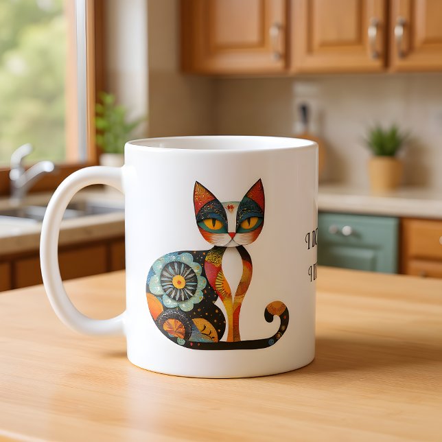 Folk Art Katt Humor "Jag fäller inte. Jag dekorera Kaffemugg (Skapare uppladdad)