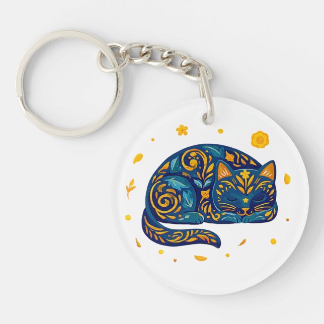 Folk Art Katt i Blå (Framsidan)