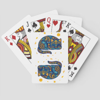 Folk Art Katt i Blå Casinokort