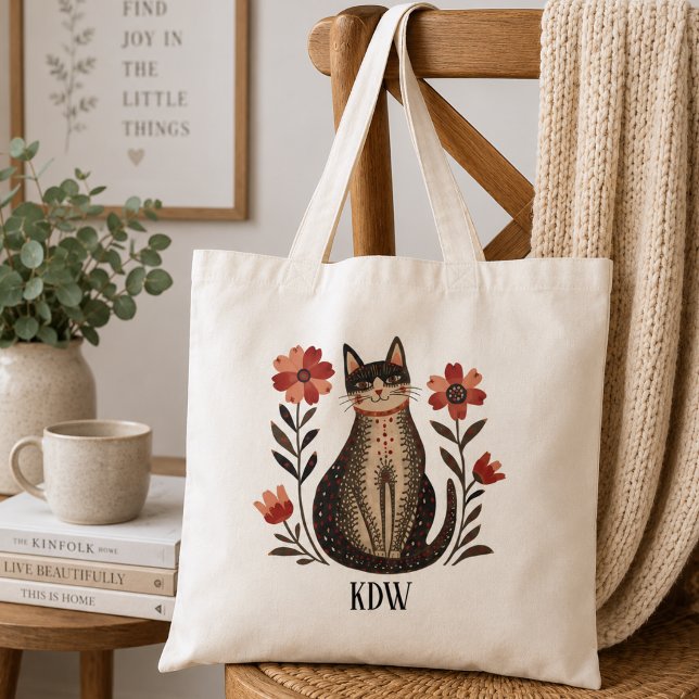 Folk Art Katt Tygkasse (Skapare uppladdad)