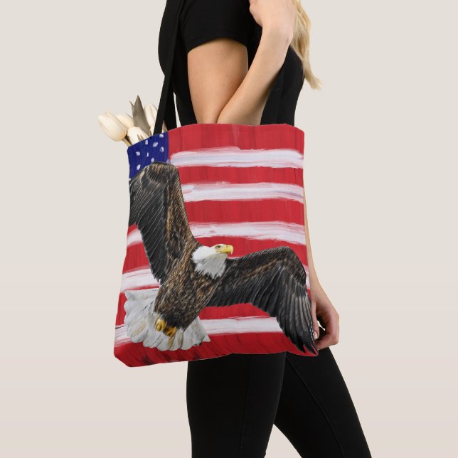 Folk Art målade Flagga med agle Tygkasse (Närbild)