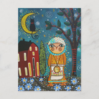 FOLK ART Måne över stjärnornas vykort