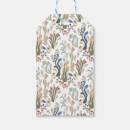 Folk Art Meadow & Blue Bird i Earth Tones Presentetikett