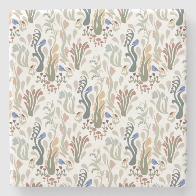 Folk Art Meadow & Blue Bird i Earth Tones Stenunderlägg (Framsidan)