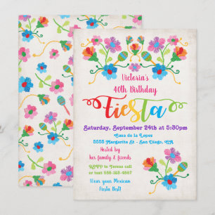 Folk Art Mexikanska Fiesta Födelsedagsfest inbjuda Inbjudningar