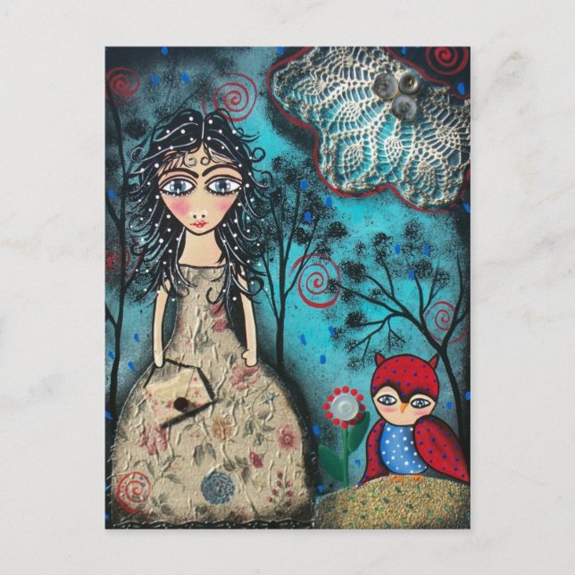 FOLK ART Min lilla vän AV LORI EVERETT-vykort Vykort (Framsida)