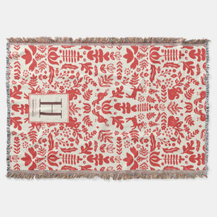 Folk Art Monogram Helgdag Blanket Filt