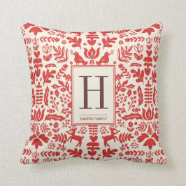 Folk Art Monogram Helgdag Dekorativ kudde