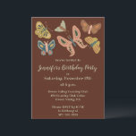 Folk Art Moths, Butterflies Anpassningsbar Födelse Inbjudningar<br><div class="desc">Kasta perfekten party med dessa inbjudningar. De är perfekter för födelsedagsfester eller andra speciella tillfällen. Hela texten på inbjudan är redo för anpassningsbarnas beröring. Inbjudningarna har söt folkkonst stil illustrationer av månader i jordens nyanser av rosa, grönt, brun, gult och blått mot en rik brun bakgrund med texten i en...</div>