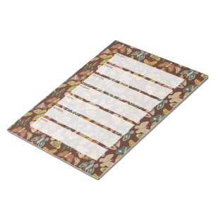 Folk Art Moths, Butterflies Weekly Planner Anteckningsblock
