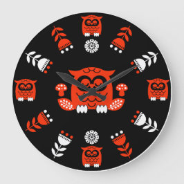 Folk Art Nordic Uggla Stor Klocka