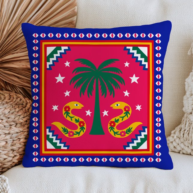Folk Art Ormar&Palmträd Färgrik Maximalistisk  Kudde (Skapare uppladdad)