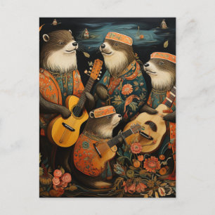 Folk Art Otter Band Vykort