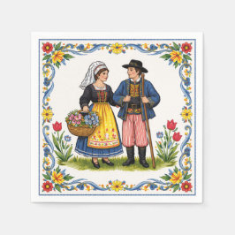 Folk Art Paper Napkins Luncheon Quimper  Pappersservett