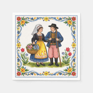 Folk Art Pappersservetter Lunch Quimper