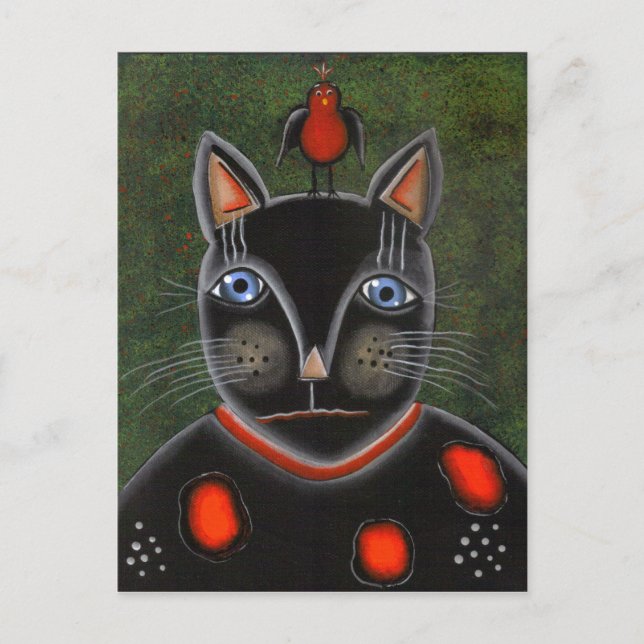 FOLK ART Party Cat BY LORI EVERETT-vykort Vykort (Framsida)