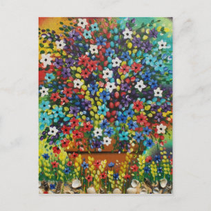 FOLK ART Poted Plant BY LORI EVERETT vycard Vykort