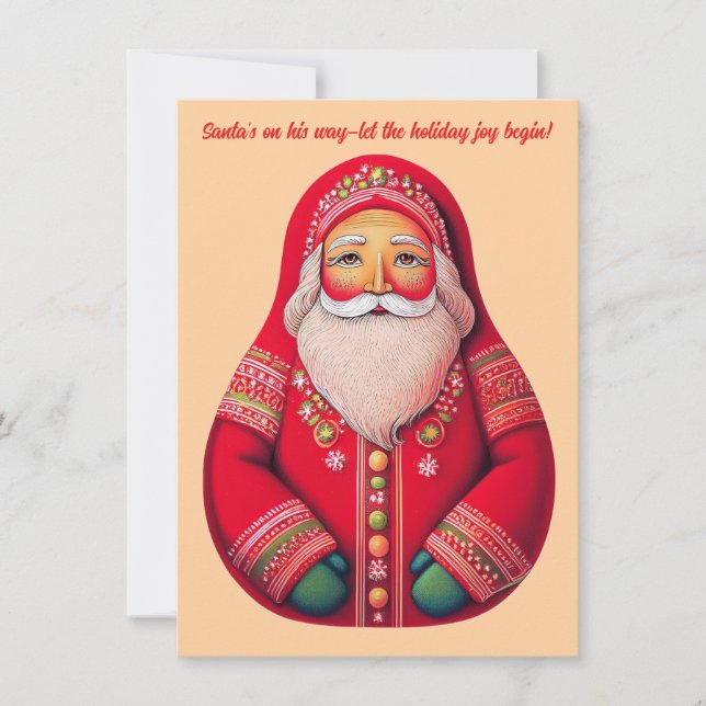 Folk Art Primitiv Tomte Julkort (Framsida)