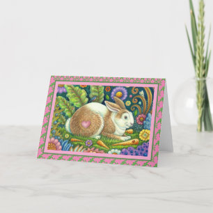 FOLK ART RABBIT, BLUEBIRD, SECRET GARDEN Blank Kort