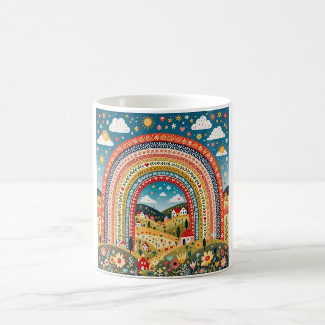 Folk Art Rainbow Mug Kaffemugg (Center)