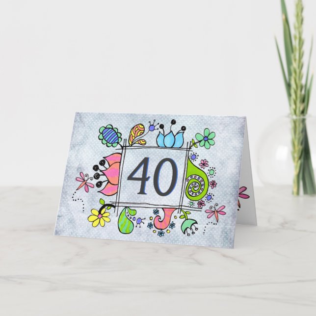 Folk Art Ram 40 40-dagars hälsningskort Kort (Framsida)